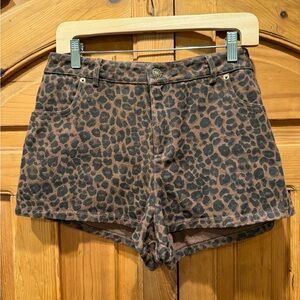Klesiz Brown Leopard Print High Waist Shorts, size Large. NWOTS